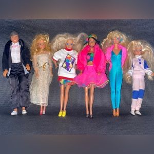 4 Barbies, 1 Skipper, 1 Ken, plus outfits - all from the 1980’s